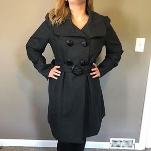 Long charcoal grey winter coat from Guess